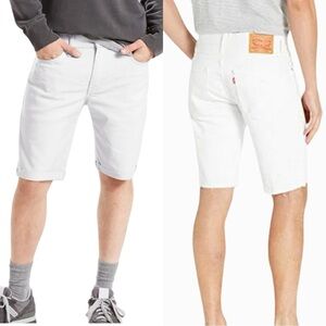 NWT LEVI’S 511 Slim Shorts White Denim Raw Hem Roll Up Casual Summer Jean Shorts
